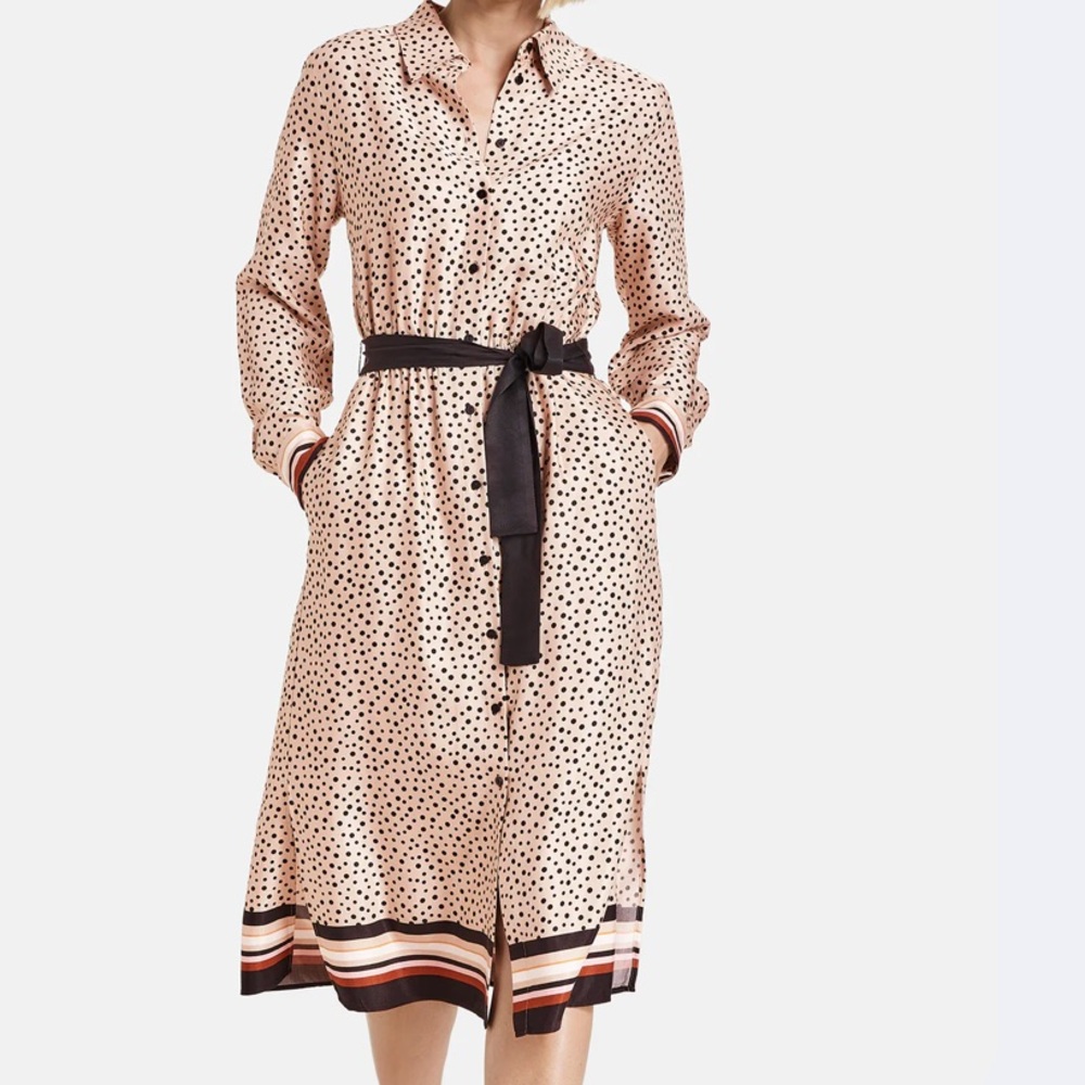Gerry Weber Black and Cream Polka Dot Long sleeves button down Dress
